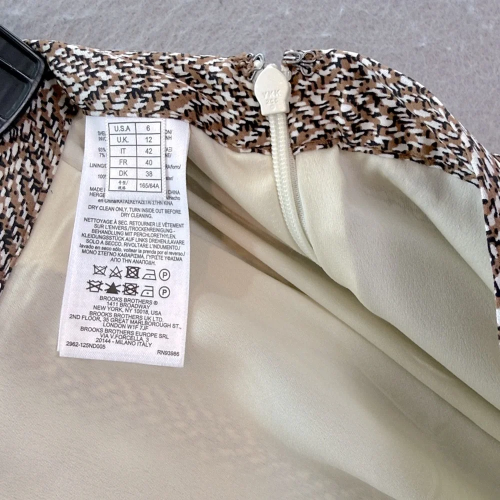 Brooks Brothers- NWOT women’s silk blend pleated midi skirt brown printed size 6 - Picture 6 of 6